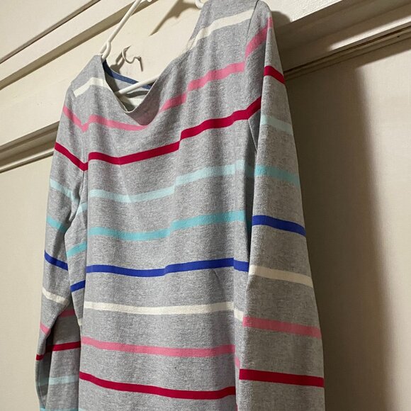 Talbots plus long sleeve gray tunic w/multi color stripes, size 2X - Picture 5 of 9